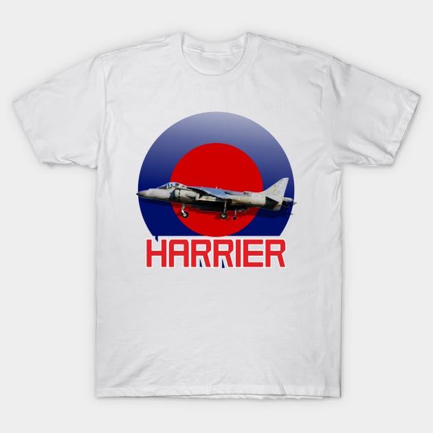 Harrier Jump jet in RAF roundel T-Shirt by AJ techDesigns